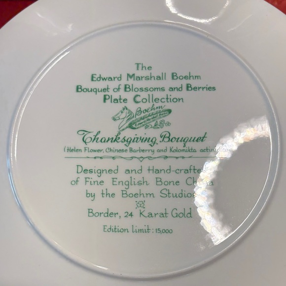 Bohme Holiday Floral Plate - Red and Gold Accents - Picture 2 of 4